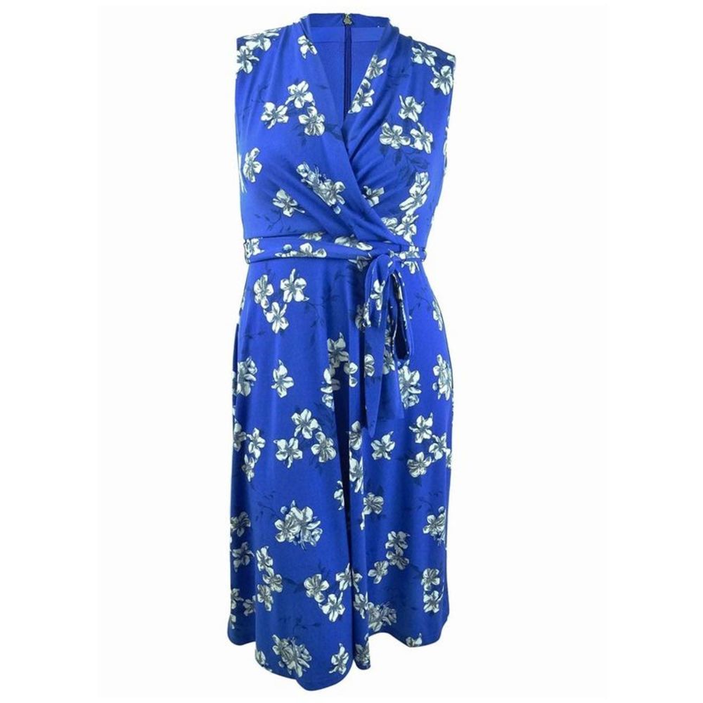 Tommy Hilfiger Women's Jersey Floral Fit & Flare Dress - Blue Multi